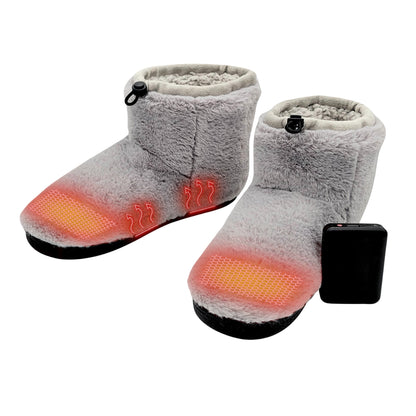 NorthHeat Beheizbare Hausschuhe für Damen in Grau, EU Schuhgröße 37-42. Elektrisch beheizte Pantoffeln mit breiter Passform – ideal für kalte Füße. Komfort und Wärme im Winter