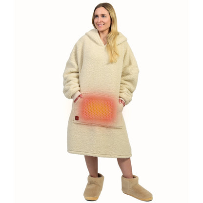 NorthHeat Beheizter Kuschel Hoodie | Flauschige Ärmel Decke beheizbar | für Freundin, Mama und Papa Geschenk zu Weihnachten | Kuschelpullover & Deckenpullover (beheizt & unbeheizt)