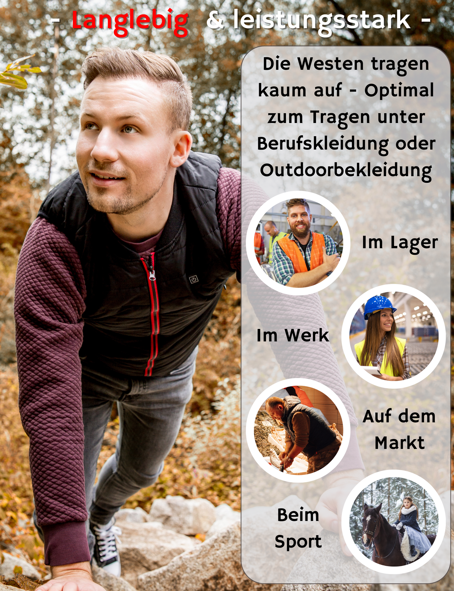 NorthHeat Premium beheizbare Weste | Größen XS - XXL | Heizweste für Damen und Herren | bis 55°C mit 5 Wärme Zonen | MIT & OHNE Powerbank