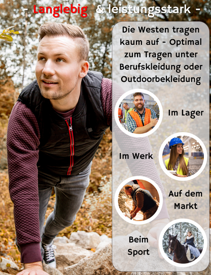 NorthHeat Premium beheizbare Weste | Größen XS - XXL | Heizweste für Damen und Herren | bis 55°C mit 5 Wärme Zonen | MIT & OHNE Powerbank