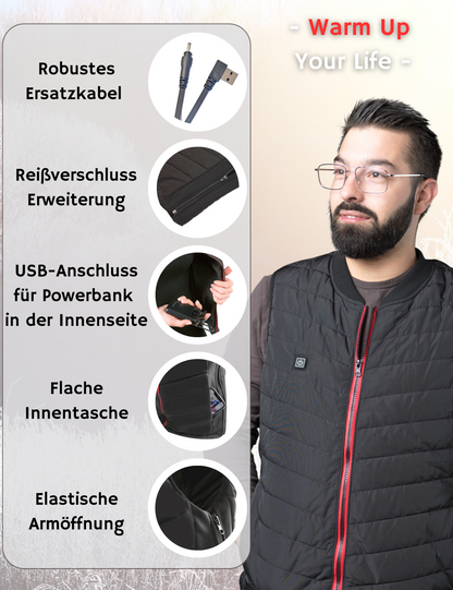 NorthHeat Premium beheizbare Weste | Größen XS - XXL | Heizweste für Damen und Herren | bis 55°C mit 5 Wärme Zonen | MIT & OHNE Powerbank