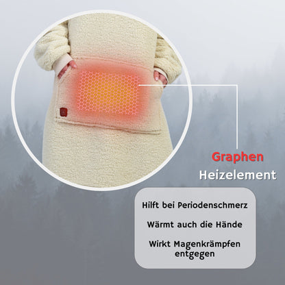 NorthHeat Beheizter Kuschel Hoodie | Flauschige Ärmel Decke beheizbar | für Freundin, Mama und Papa Geschenk zu Weihnachten | Kuschelpullover & Deckenpullover (beheizt & unbeheizt)