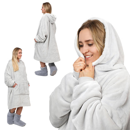 NorthHeat Beheizter Kuschel Hoodie | Flauschige Ärmel Decke beheizbar | für Freundin, Mama und Papa Geschenk zu Weihnachten | Kuschelpullover & Deckenpullover (beheizt & unbeheizt)