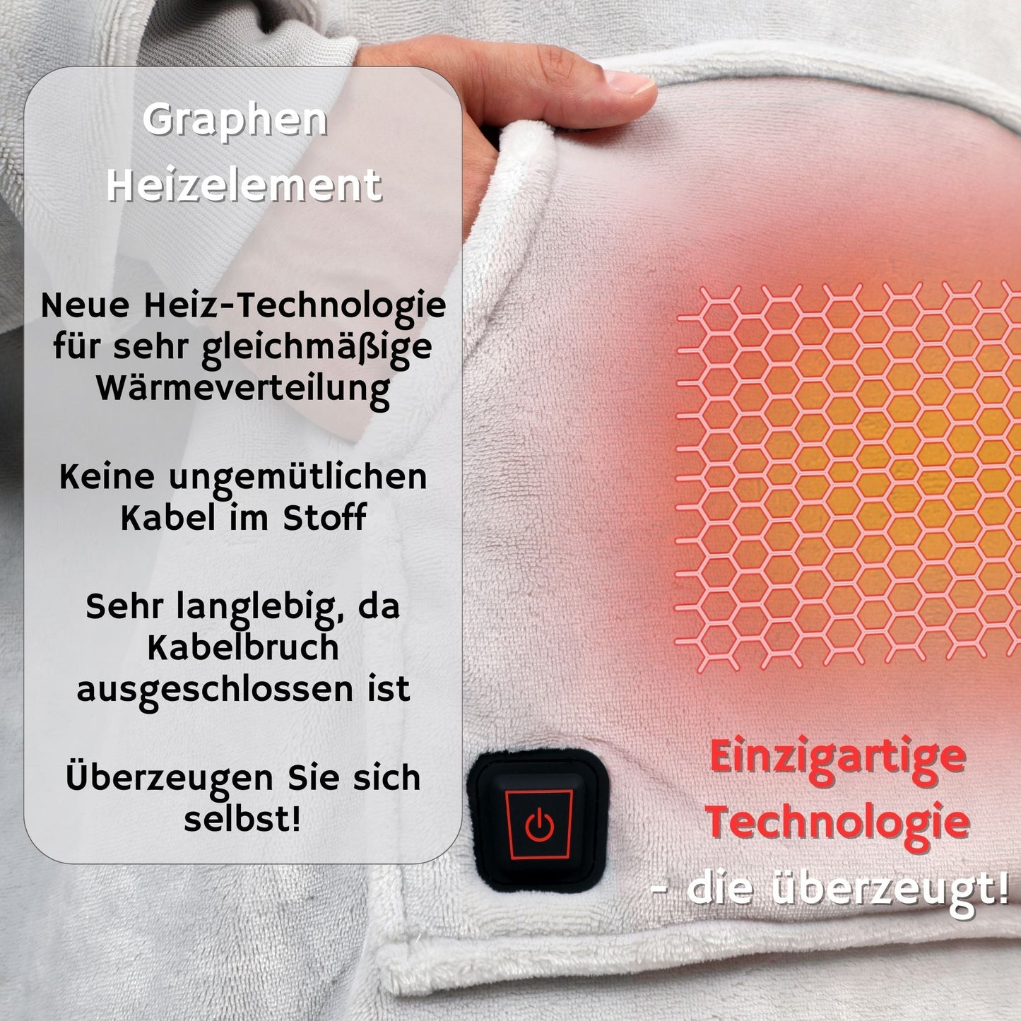 NorthHeat Beheizter Kuschel Hoodie | Flauschige Ärmel Decke beheizbar | für Freundin, Mama und Papa Geschenk zu Weihnachten | Kuschelpullover & Deckenpullover (beheizt & unbeheizt)