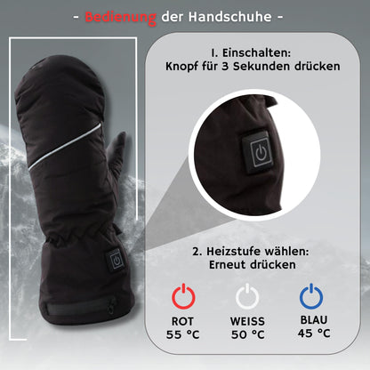 NorthHeat Premium optimierte beheizte Handschuhe | beheizbare Fäustlinge für Männer & Frauen in 3 Größen | wiederaufladbare Heizhandschuhe | Skifahren und Outdoor (Größen S,M,L)